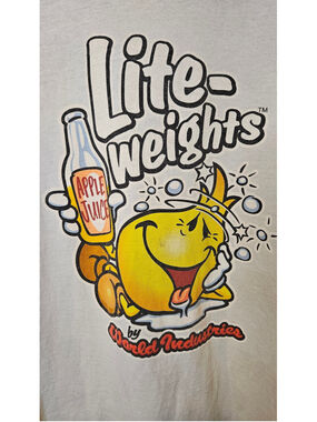 Vintage 90s World Industries Lite Weights Skate T Shirt Apple Juice Large